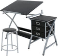 Height Adjustable Art Desk with 3 Storage Drawers D9826