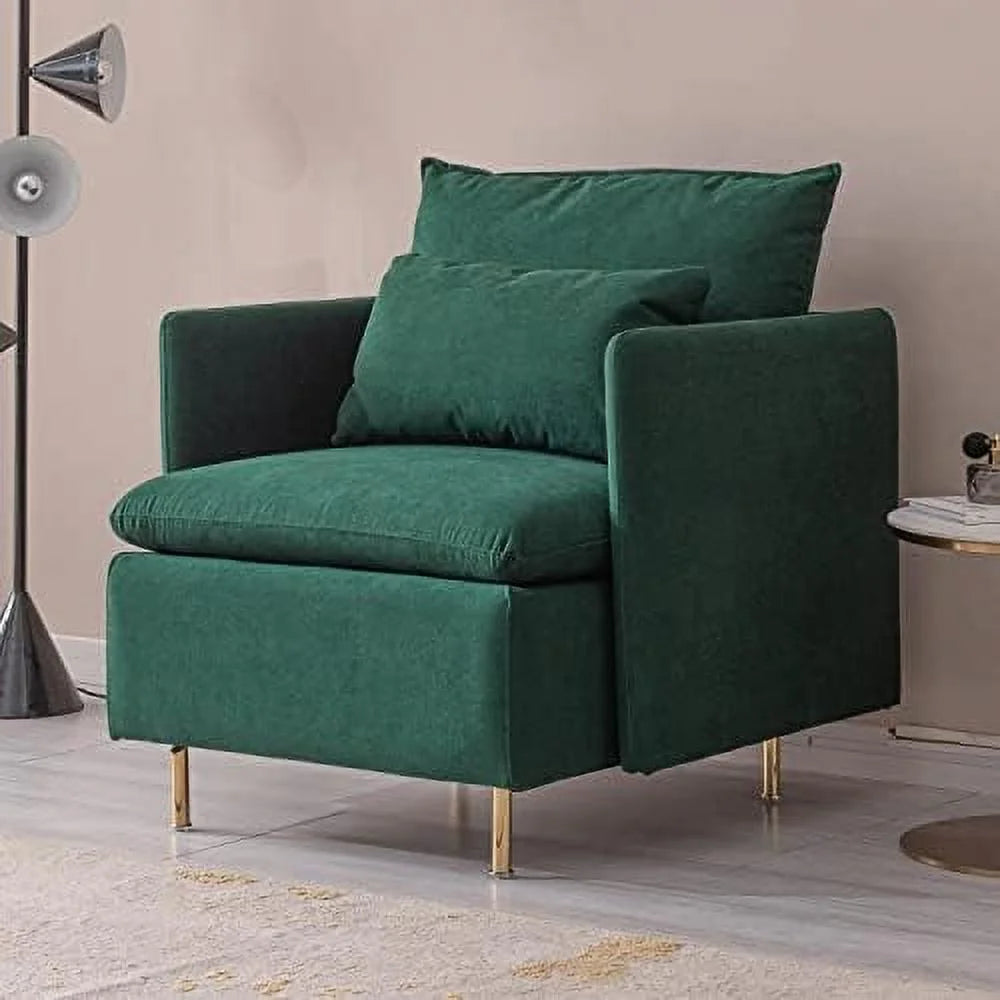Yellow Linen Fabric Accent Armchair with Pillow I740296