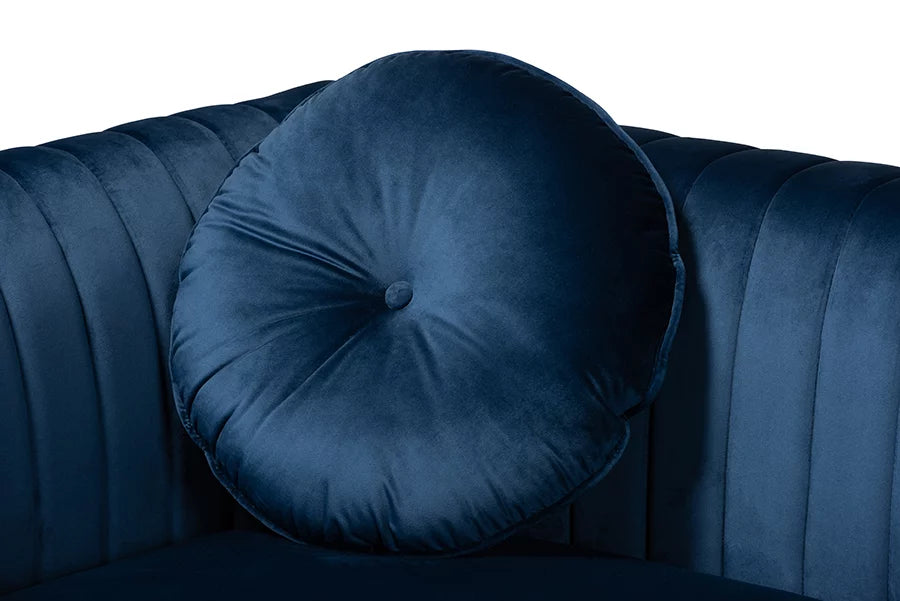Navy Blue Velvet Sectional Sofa R4061