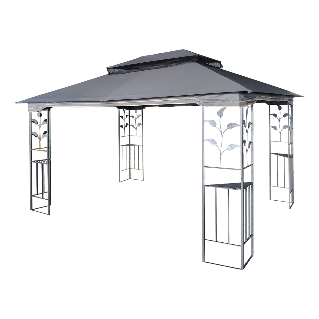 Gray Patio Gazebo Canopy Tent with Mosquito Net F609049