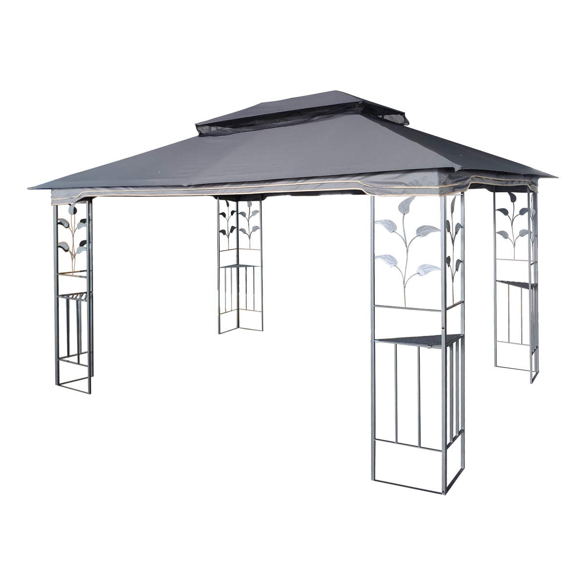 Gray Patio Gazebo Canopy Tent with Mosquito Net F609049
