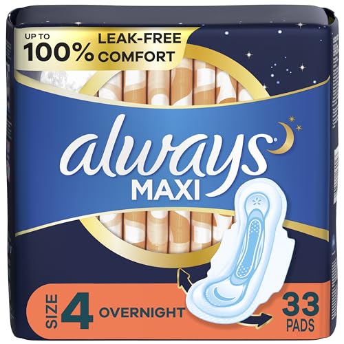 33 Count Overnight Unscented Maxi Pads with Wings B280801