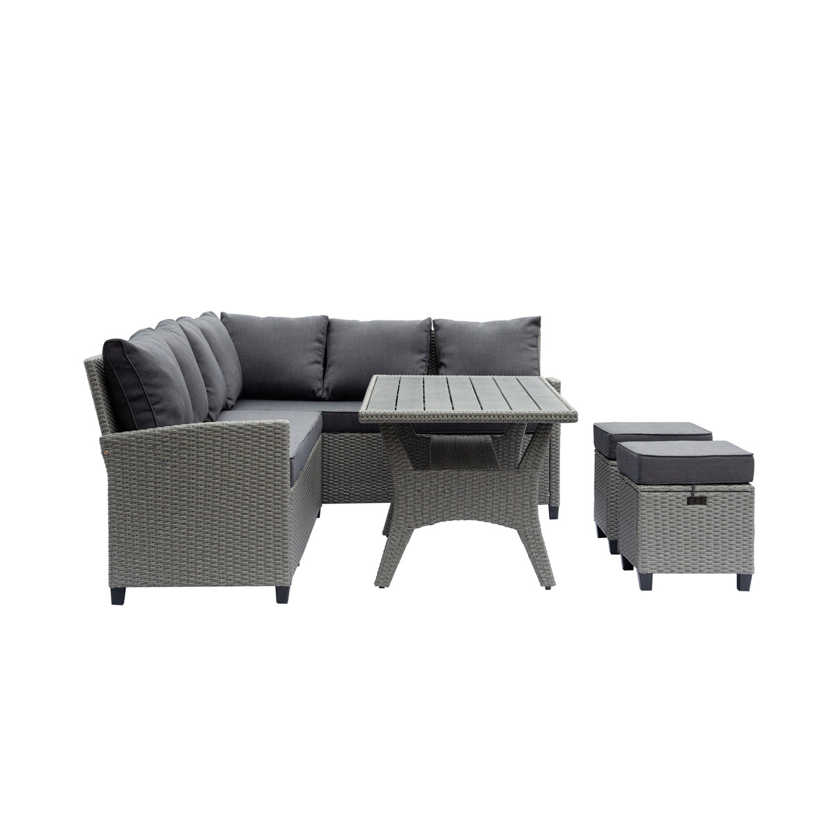 Outdoor Wicker Patio Sectional Sofa & Ottoman Set with Table X6021