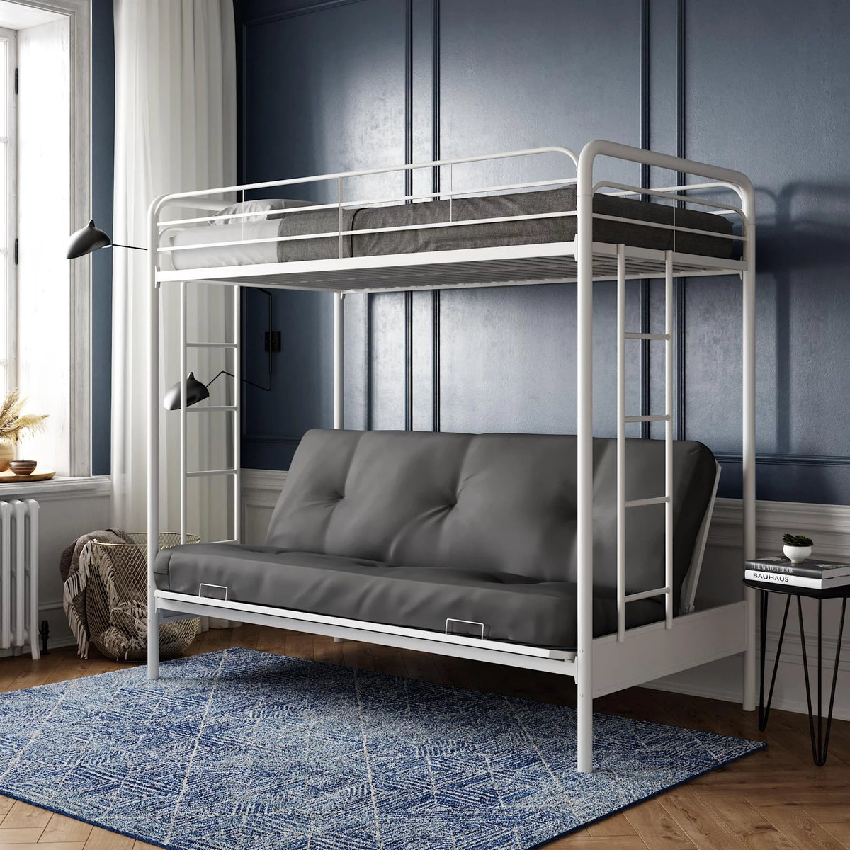 Black Twin over Futon Metal Bunk Bed T374200