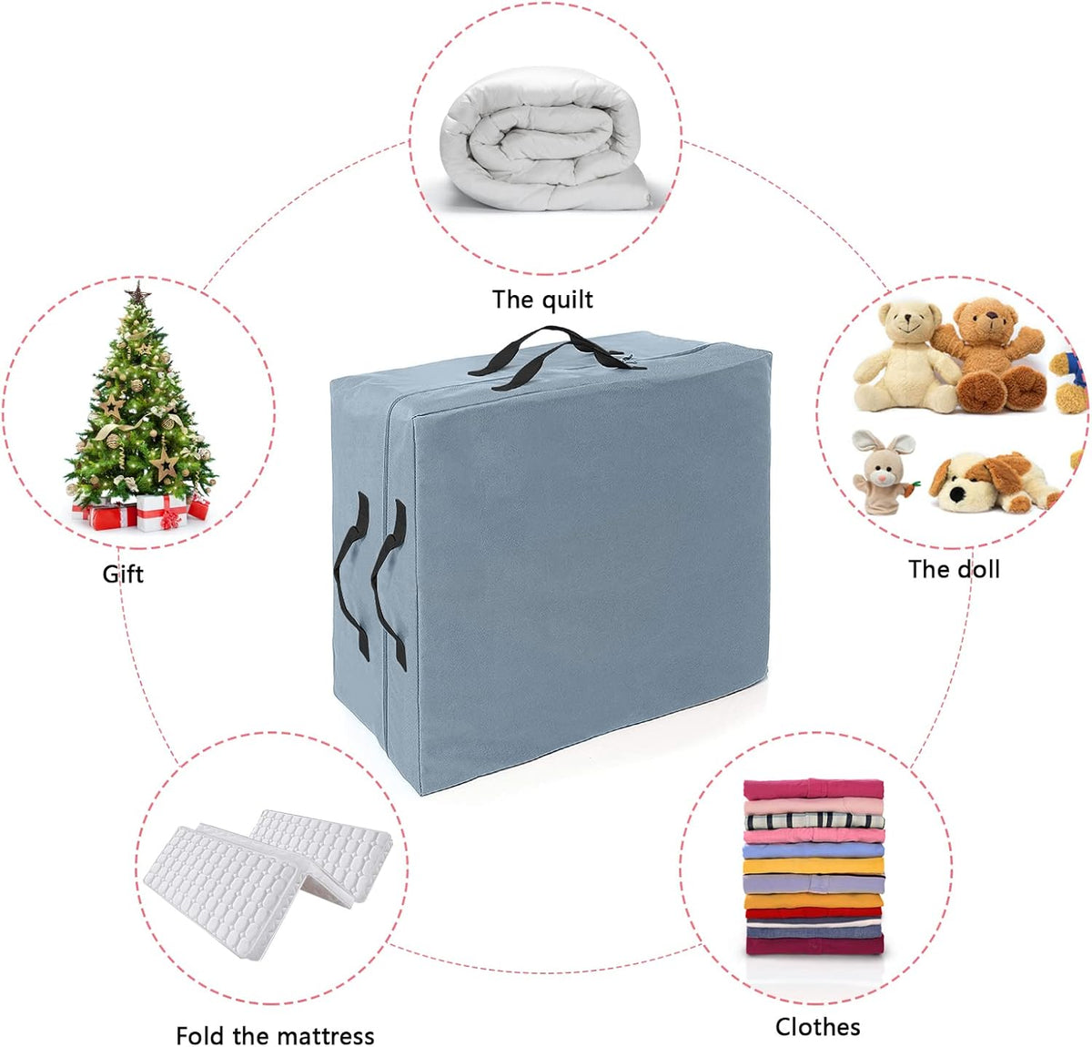 Grey Storage Bag with Two Handles and Zippers T199