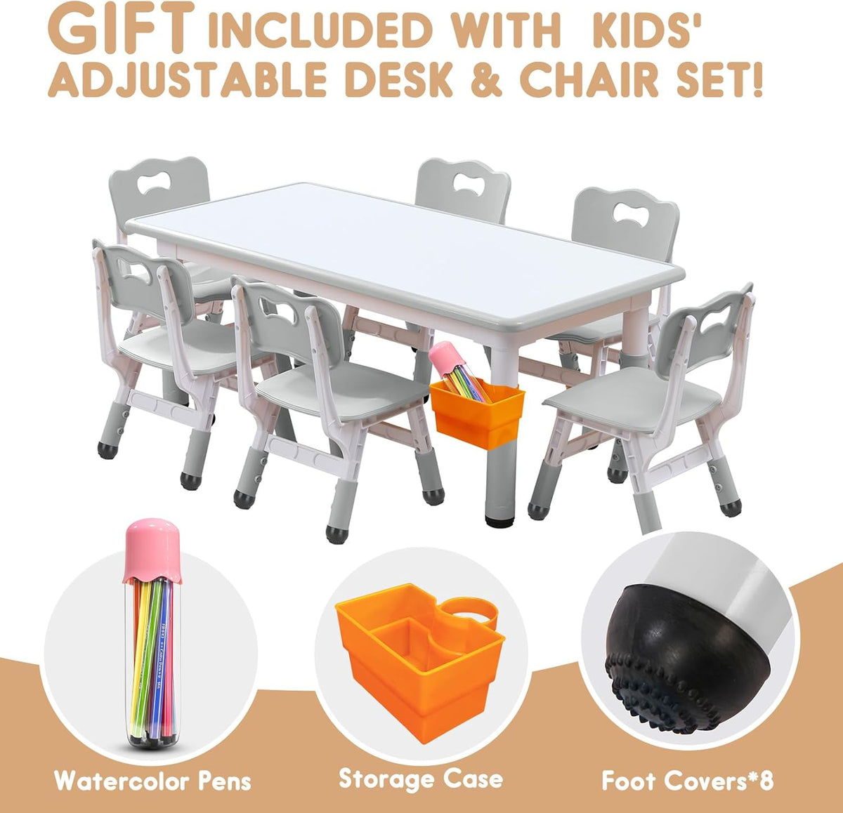 Kids Table and Chair Set with 6 Chairs S4576