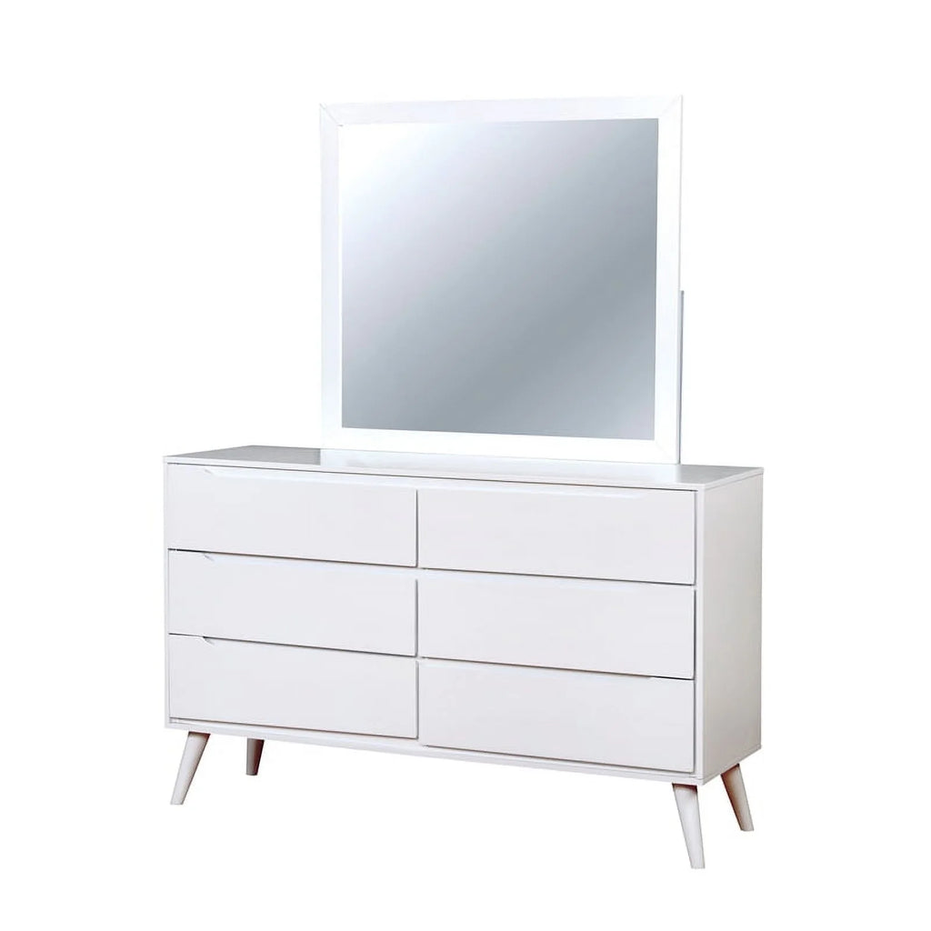 4pc Wood Bedroom Set King Nightstand Dresser Mirror White N326438