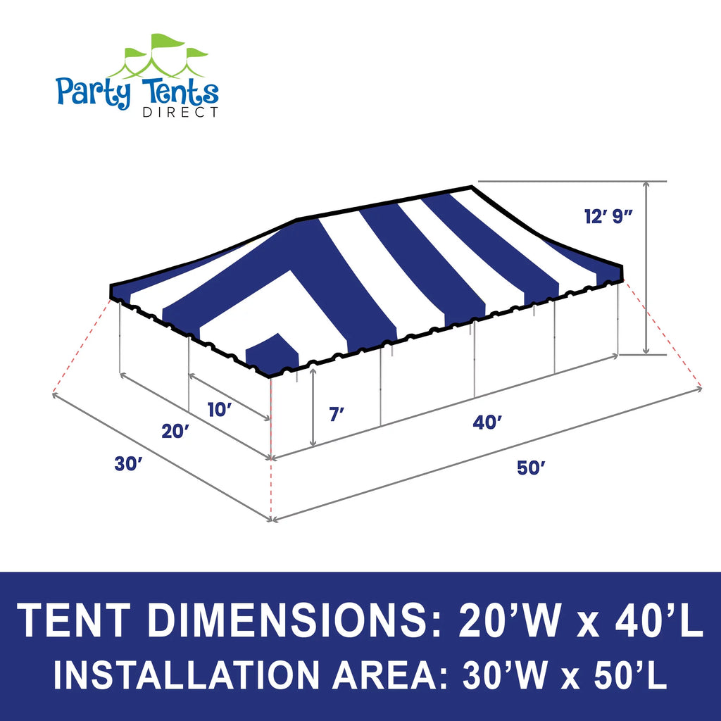 Blue 20 ft x 40 ft Outdoor Canopy Pole Tent Y931457