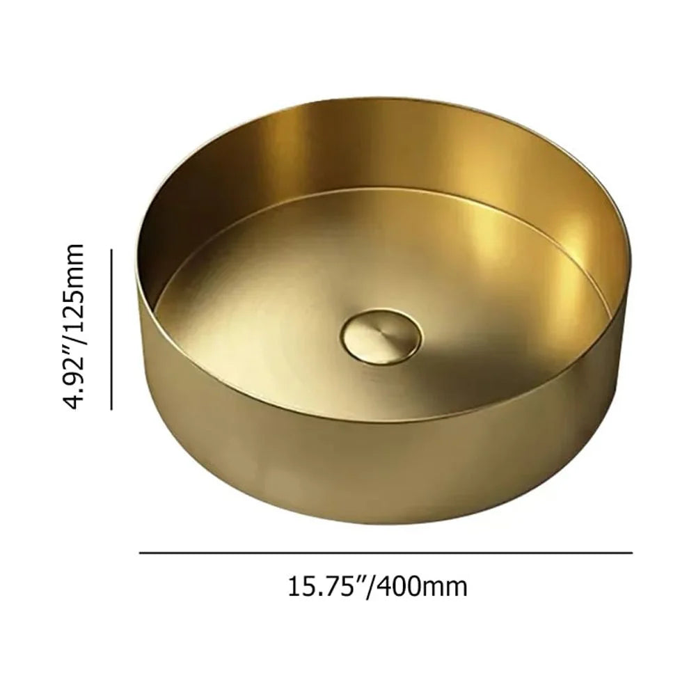 Gold Round Stainless Steel Vessel Sink J70075