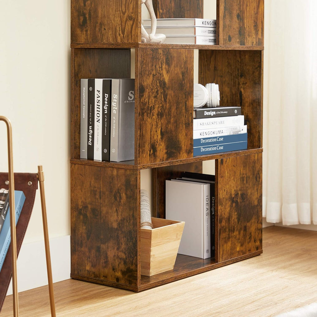 Rustic Brown Bookcase with Open Closed Shelf T768576