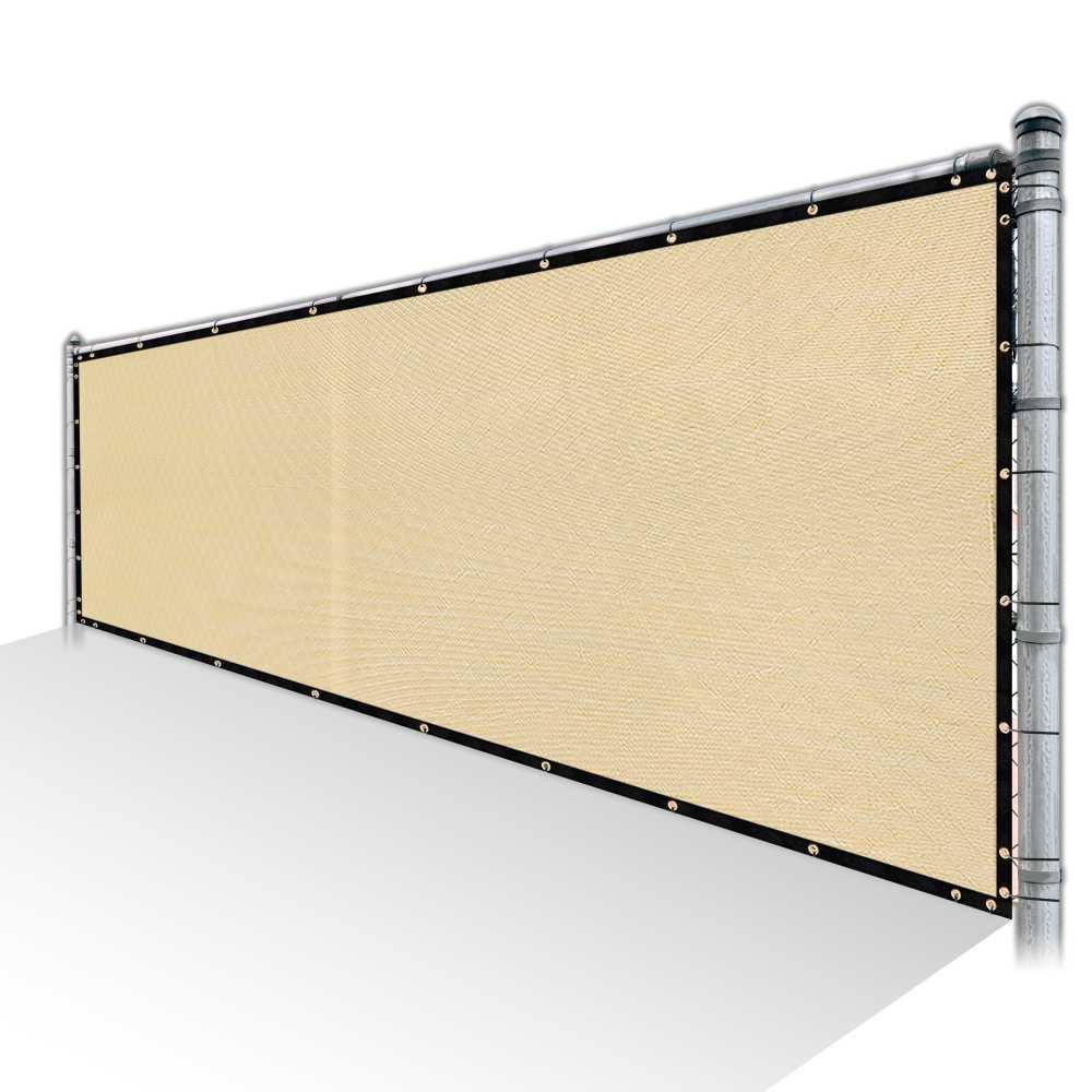 Beige Privacy Fence Screen Mesh with Reinforced Grommets L73595