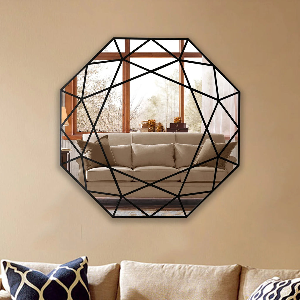 Black Octagon Framed Wall Mirror V32997
