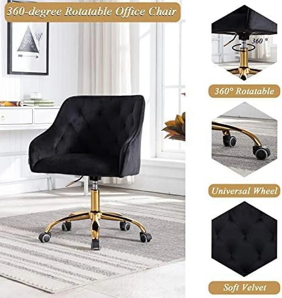 Velvet Swivel Task Chair with Adjustable Height H6166