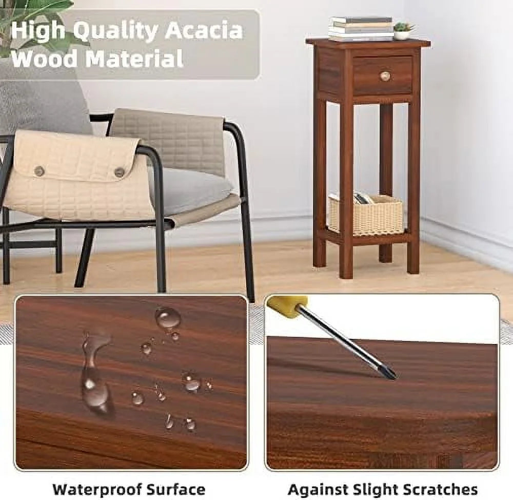 Narrow End Table Set of 2 with Drawer X4850
