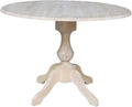 Round Dual Drop Leaf Pedestal Dining Table, Unfinished F5372