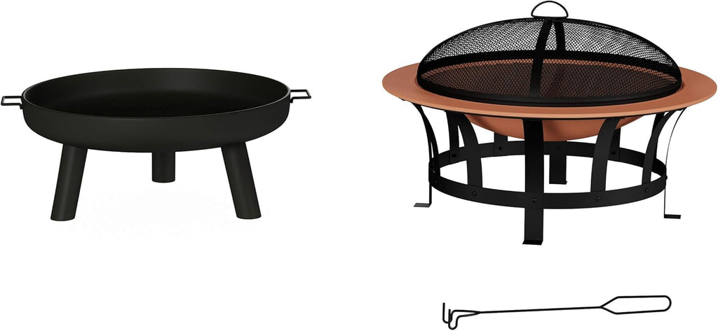 27.5-Inch Black Outdoor Wood Burning Fire Pit with Cover D174