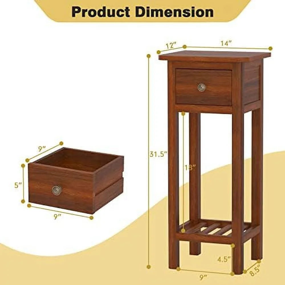 Narrow End Table Set of 2 with Drawer X4850