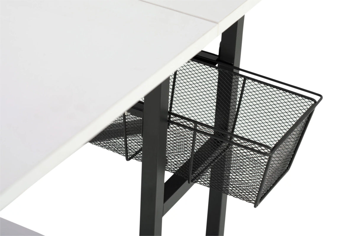 Charcoal White Mobile Fabric Cutting Table with Storage 30" H U692