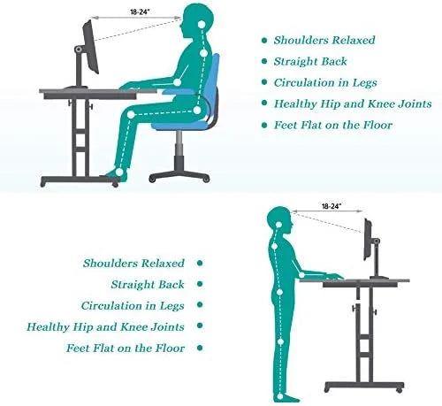 Standing Desk Rolling Height Adjustable Workstation Y4607