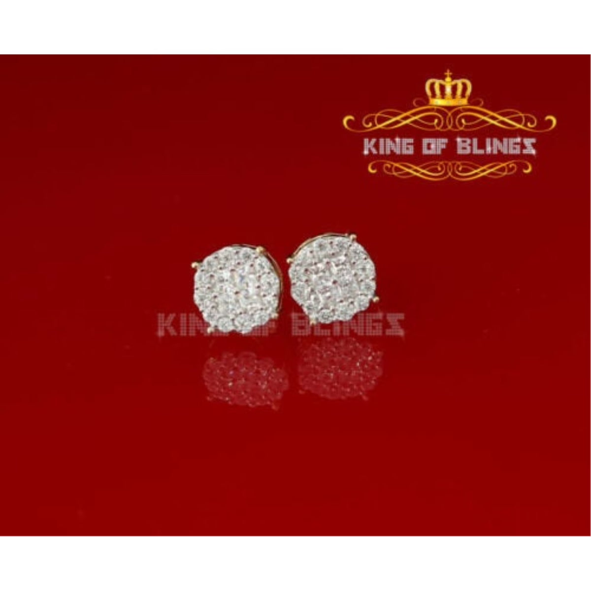 10k Yellow Gold Finish Silver Stud Earrings With Lab Created Diamond G69346