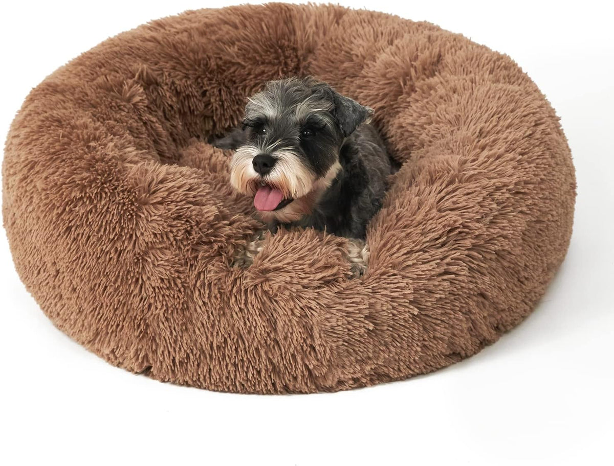 Round Donut Fluffy Pet Bed, Anti-Slip Bottom, 28 inch, Pack of 2 F16288