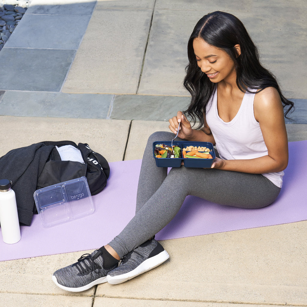 3-Compartment Meal-Prep Containers with Lids - 10 Trays & Lids - Navy Blue D804525