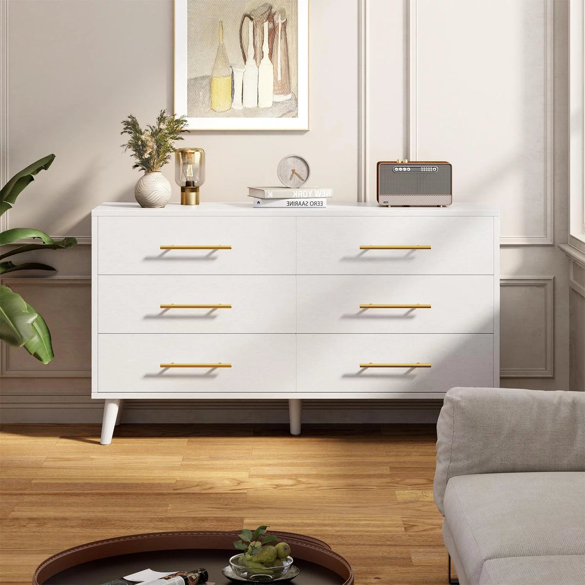 White 6 Drawer Dresser M29136