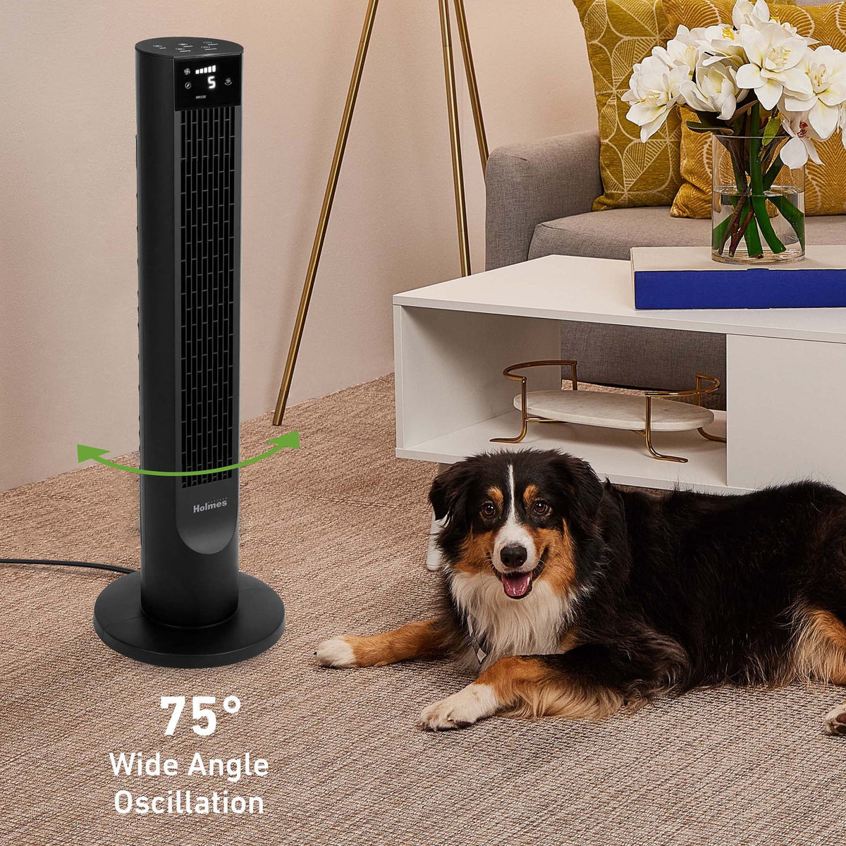 Black Oscillating Digital Tower Fan P1372