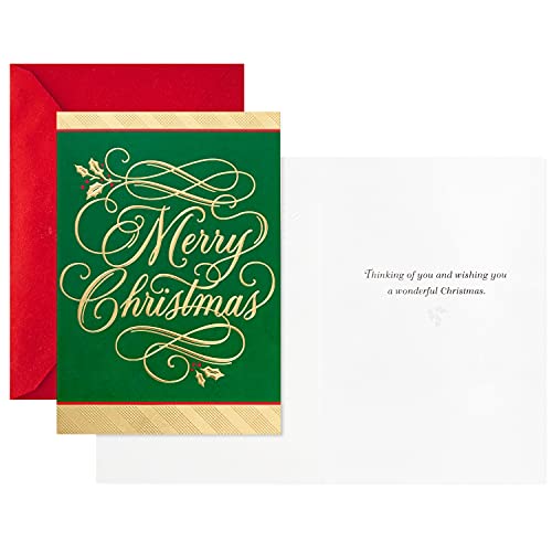 40 Cards with Envelopes Green and Gold Christmas Cards U3381