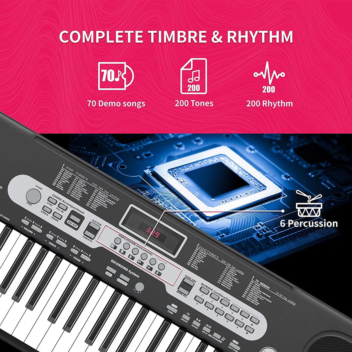 61 Key Portable Electric Keyboard with Microphone P50609
