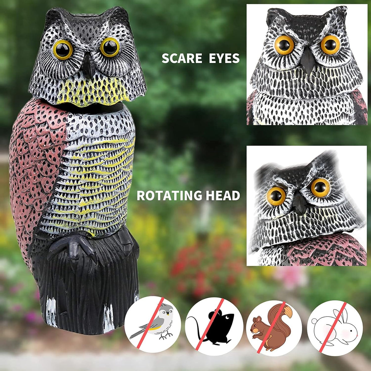 Owl Decoy with Rotating Head N393
