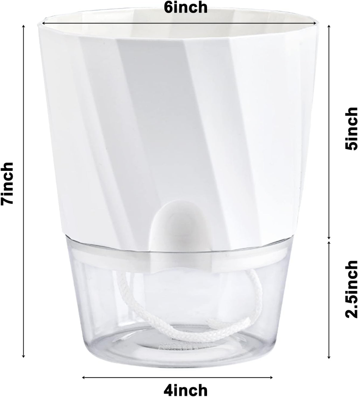 6 Pack Self Watering White Plant Pots K785950