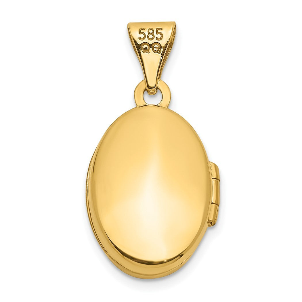 11mm 10k Yellow Gold Beaded Scroll Oval Photo Locket Pendant Necklace L6543