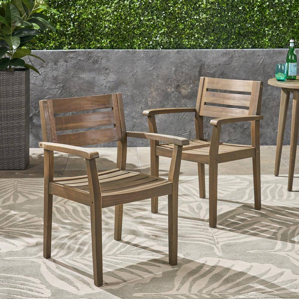 Gray Acacia Wood Dining Chairs, Set of 2 Q180771
