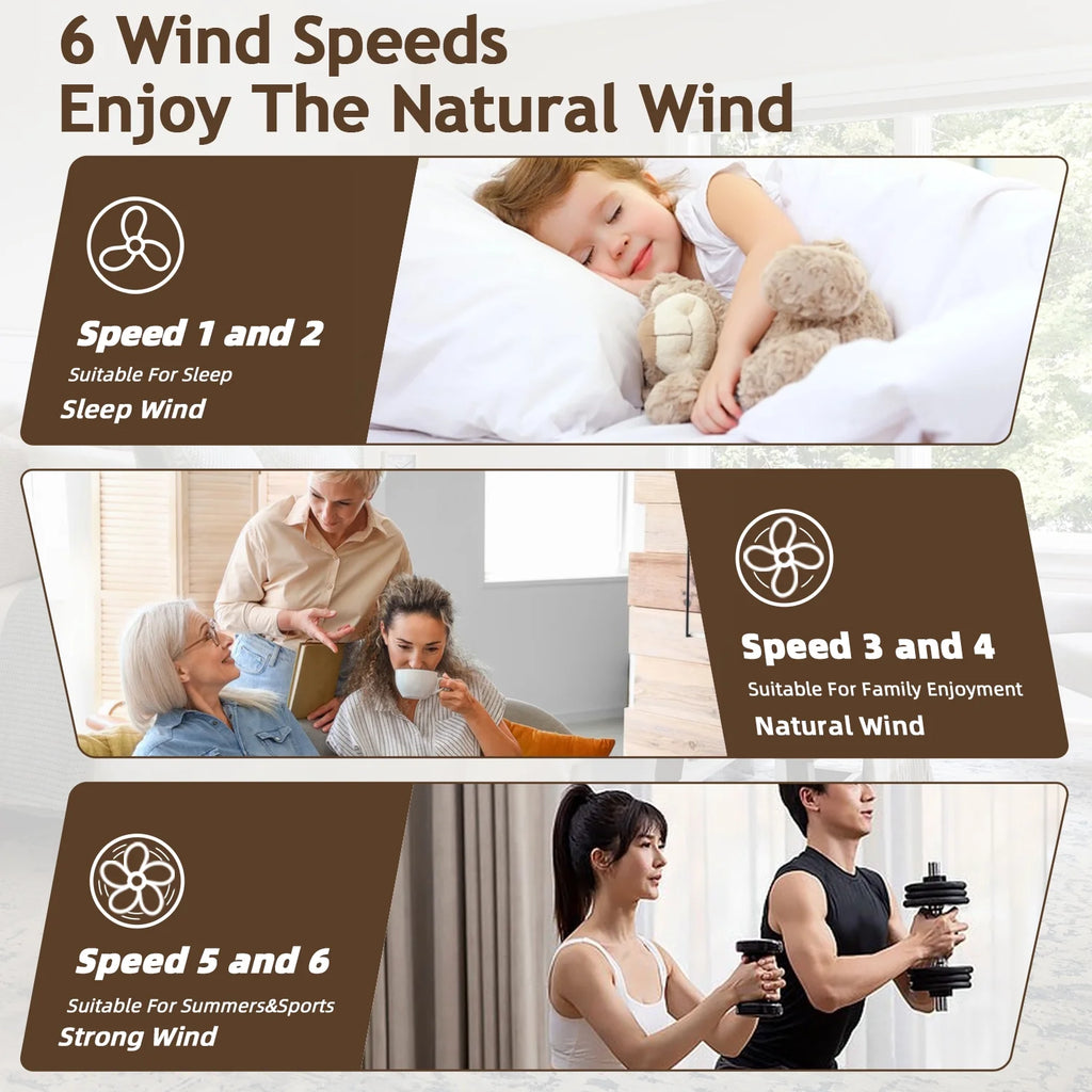 52" Ceiling Fan with Remote Control No Light, 6 Speeds Reversible DC Motor 5 Blades Black/Walnut B4284