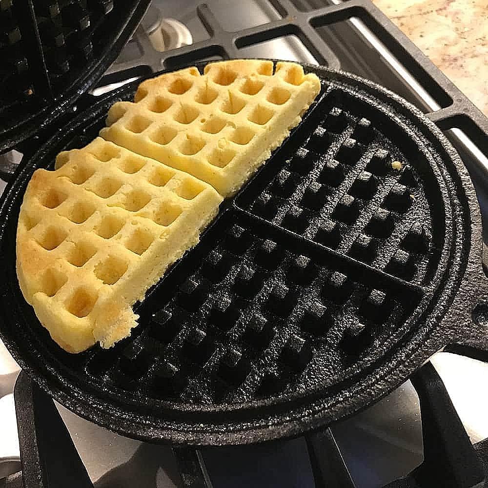 Cast Iron Waffle Maker, Two Piece Hinged Non-Electric Waffle Iron P298