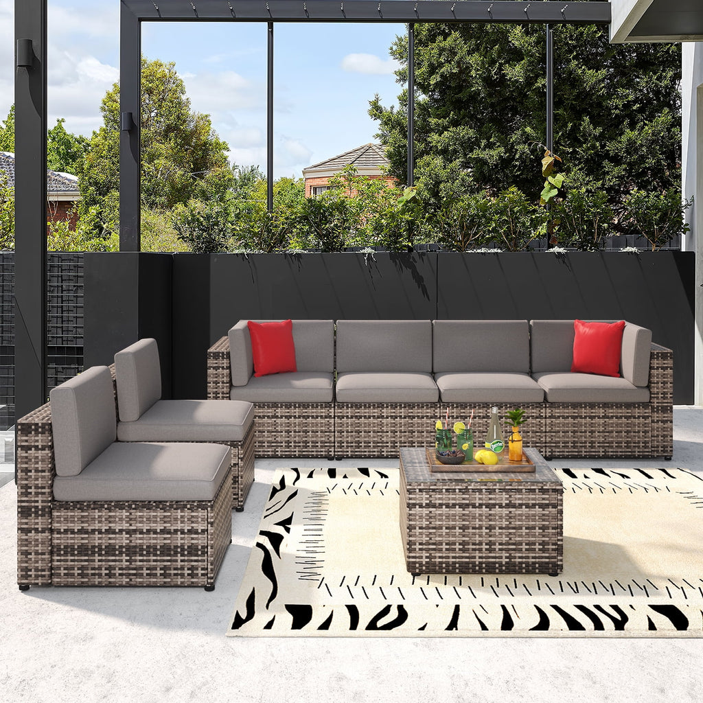 8 PCS Outdoor Patio Furniture Set with Fire Pit Table H405497