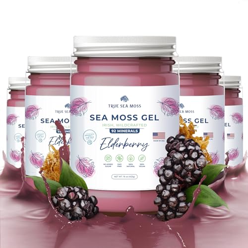 Wildcrafted Irish Sea Moss Gel Vegan Supplement Elderberry Pack of 5 Q8707