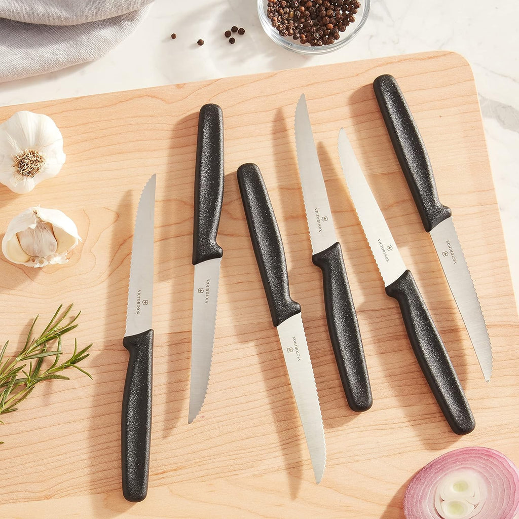 Black 4.5-Inch 6-Piece Serrated Steak Knife Set E539