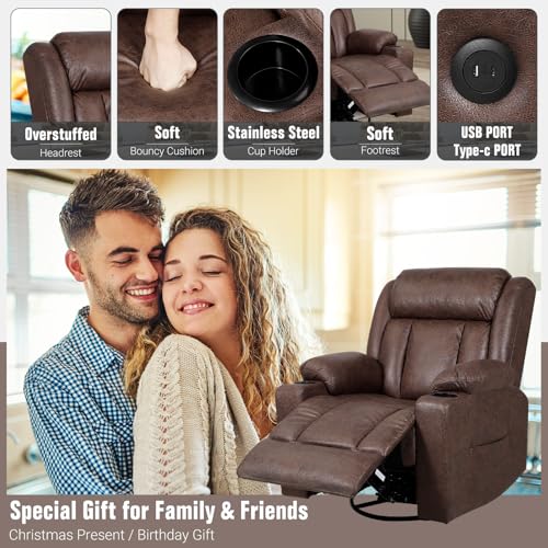 Brown Massage Rocking Recliner Chair with Heat and USB E950033