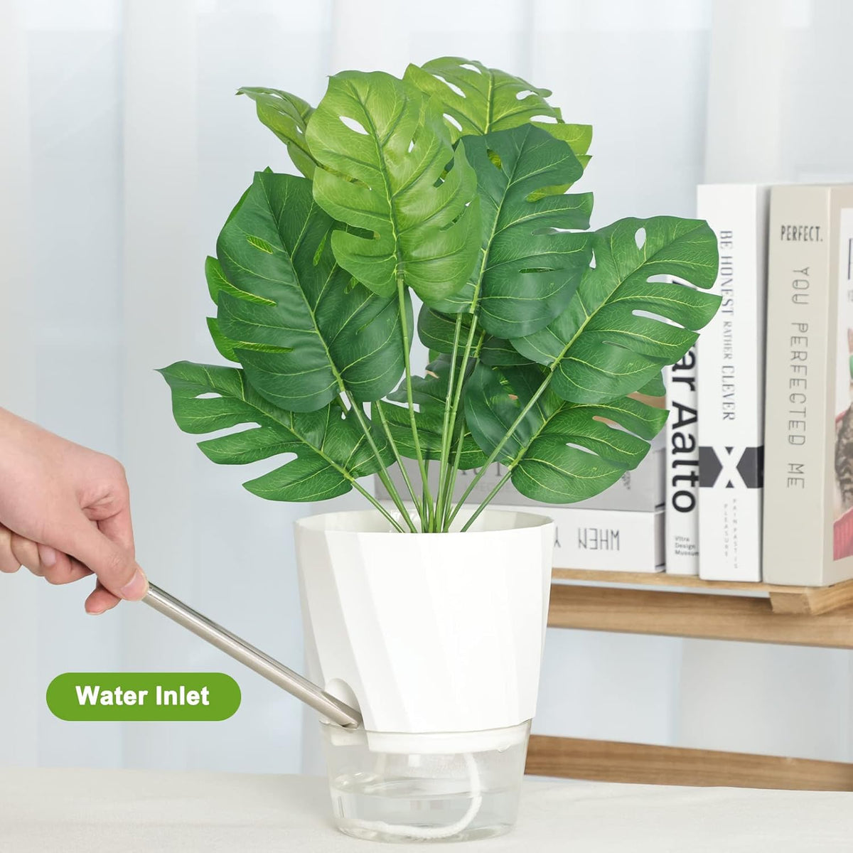 6 Pack Self Watering White Plant Pots K785950