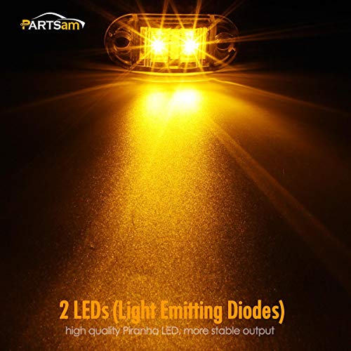 4Pcs 2.5 Inch Oval Amber Led Side Marker Lights Clear Lens Surface Mount 12V J16703