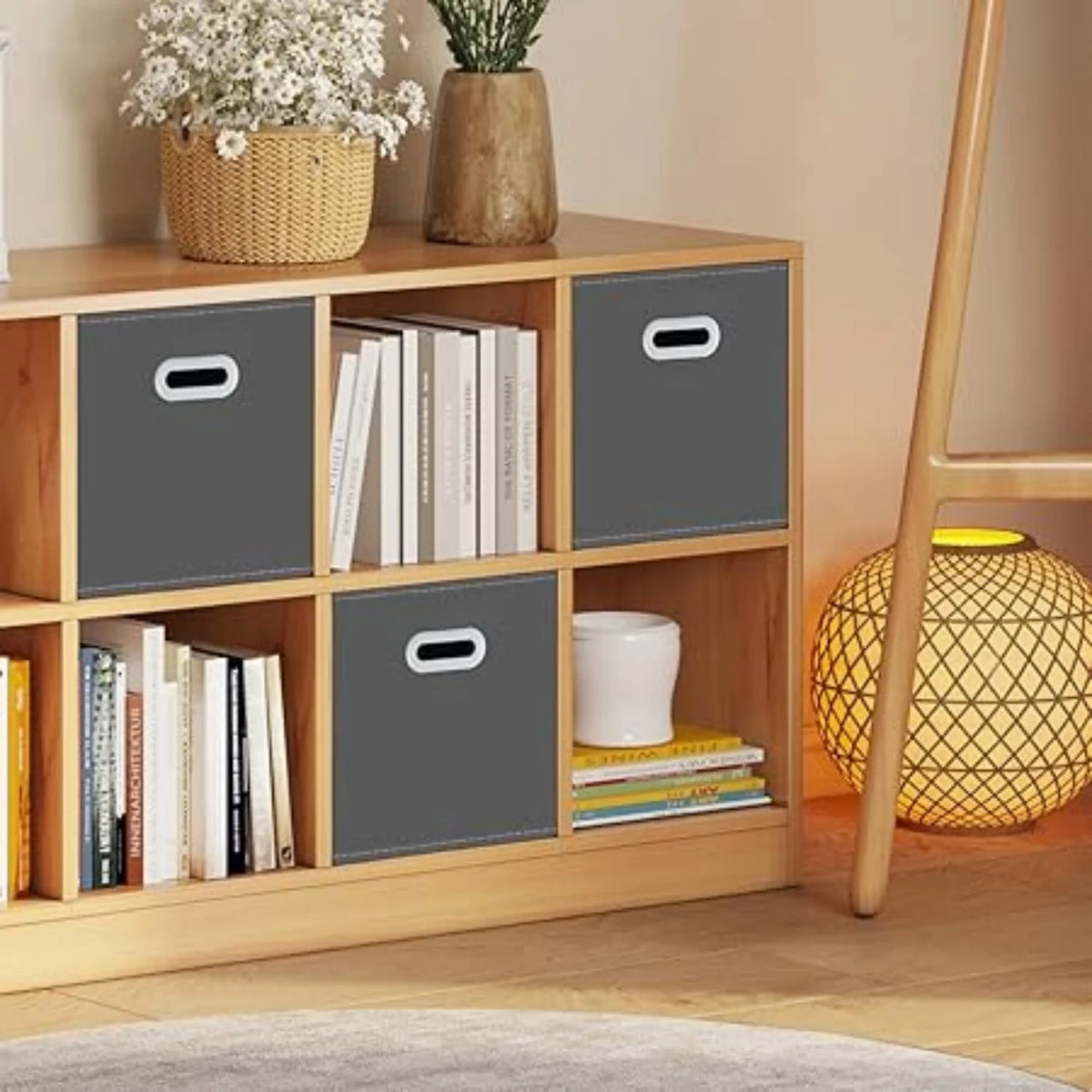 Gray Fabric Cube Organizer Set of 3 U260
