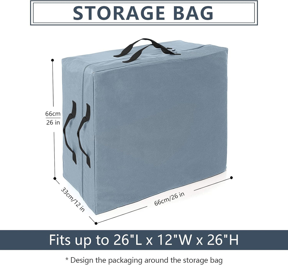 Grey Storage Bag with Two Handles and Zippers T199
