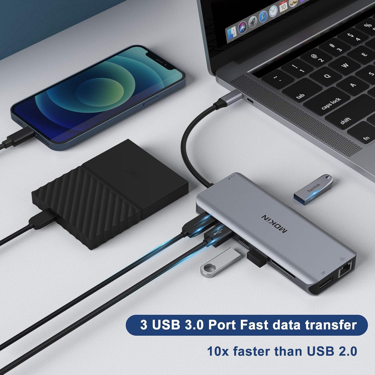 USB C Hub 13 in 1 Triple Display Adapter with Dual HDMI 4K, PD Charger, Gigabit Ethernet, 5 USB Ports, SD/TF Card Reader U559475