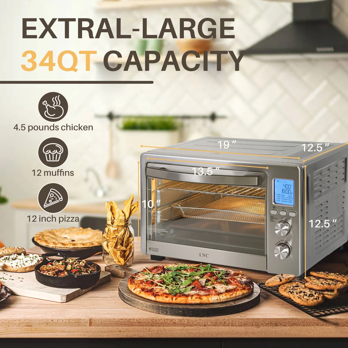 Air Fryer Toaster Oven 12-in-1 34 QT 1750W Stainless Steel B69769