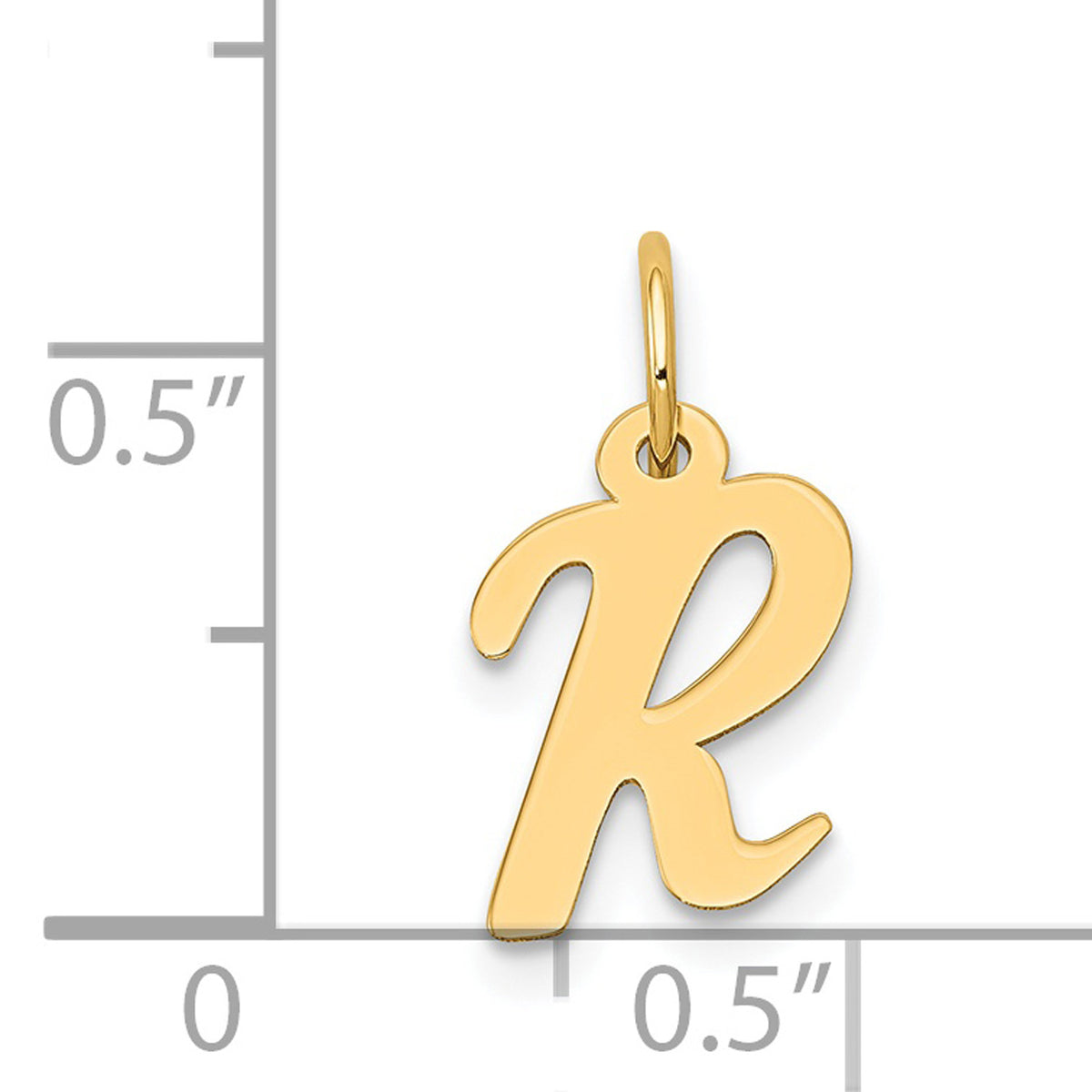 14K Yellow Gold Letter R Initial Pendant Charm V8078