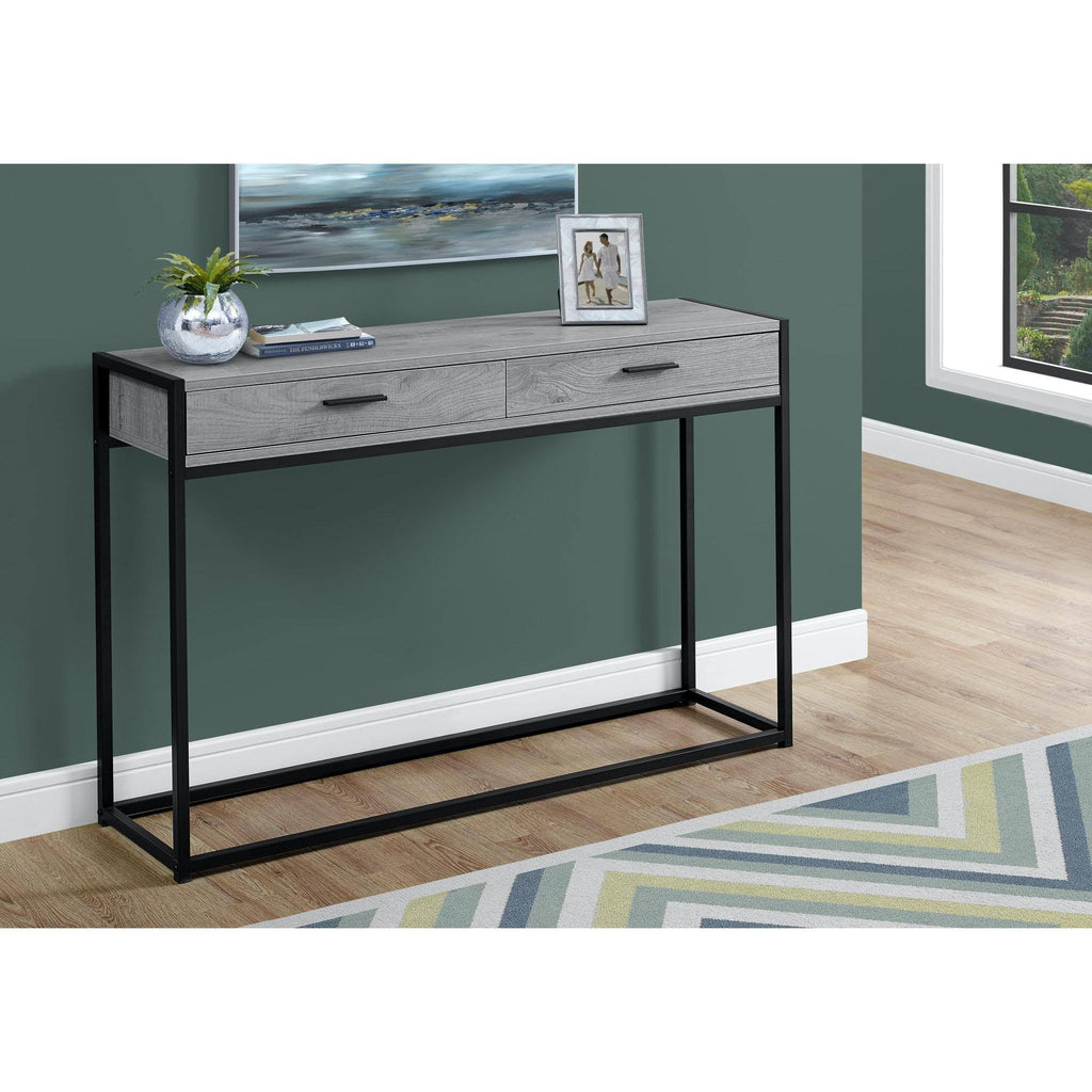 Grey Finish and Black Metal Accent Table Z562350