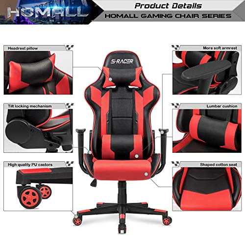 White Ergonomic Leather Gaming Chair with Headrest and Lumbar Support E632568
