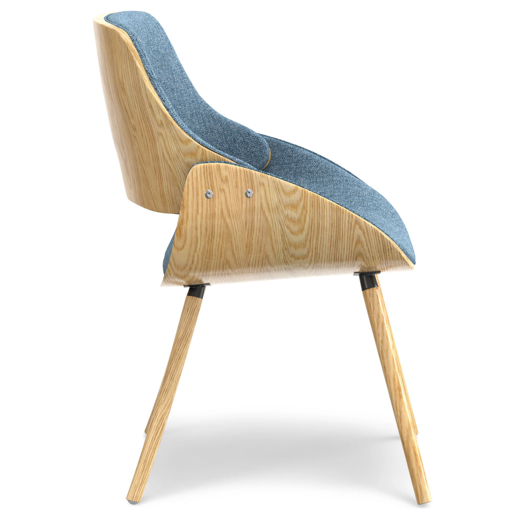 Denim Blue Polyester Linen Bentwood Dining Chair X409
